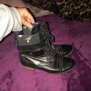 Black combat boots